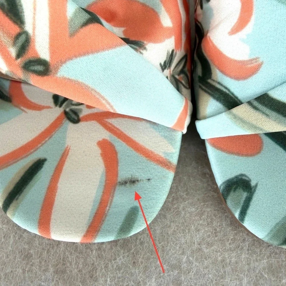 Adrienne Vittadini  Angi Wedge Sandals Size 5.5 Coral Mint Green Orange NEW